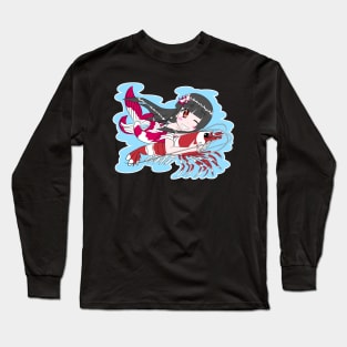 Goldfish Mermaid with Red Crystal Shrimp Long Sleeve T-Shirt